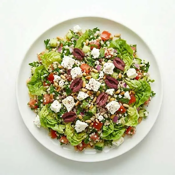 Mediterranean Keto Cauliflower Tabbouleh with Organic Feta